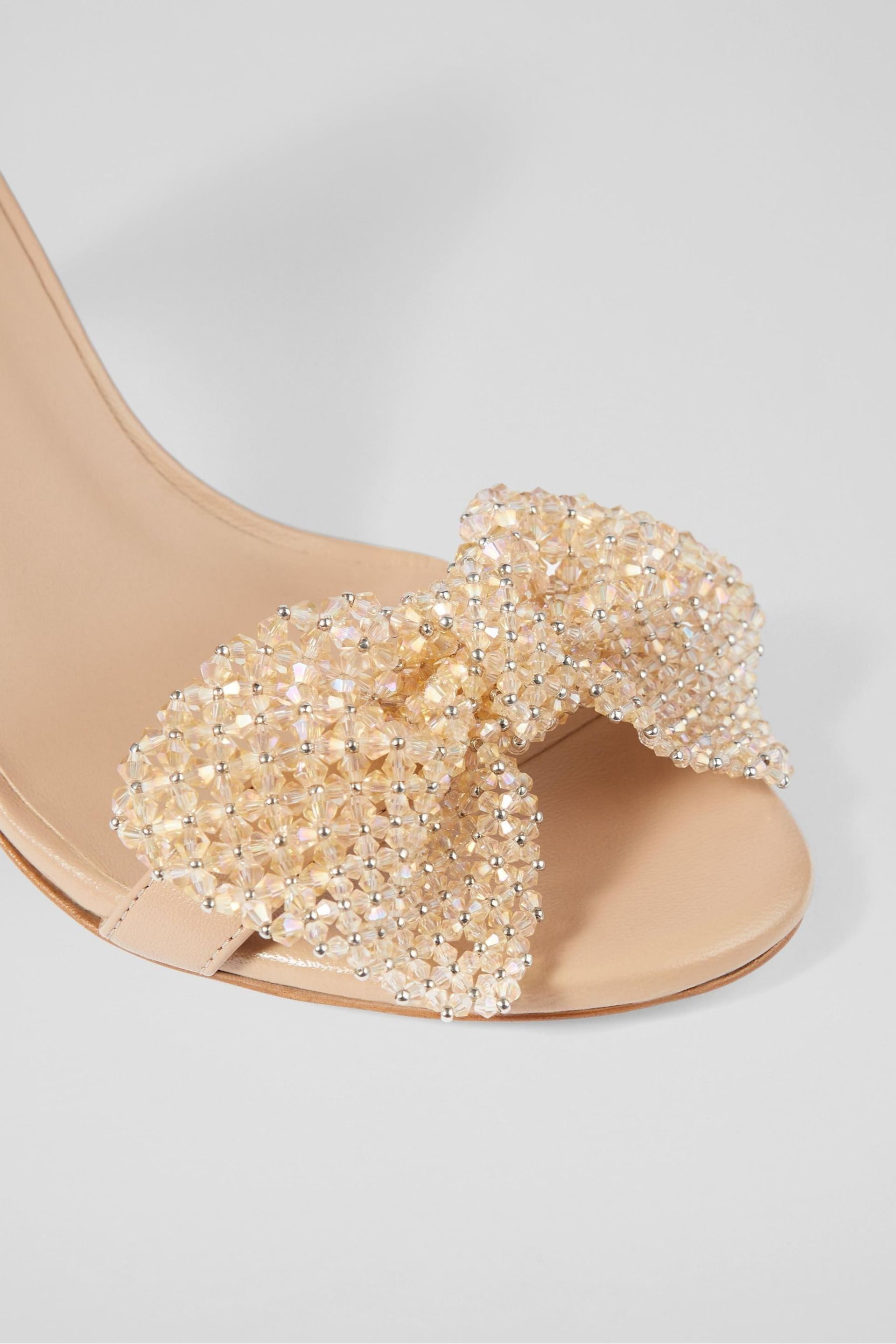 LK Bennett Natural Cristabel Sparkle Bow In Trench Sandals - Image 4 of 4