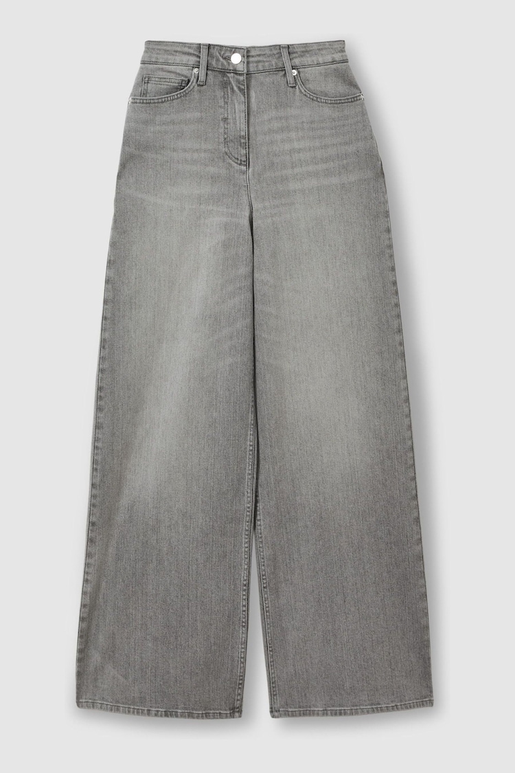 Reiss Washed Grey Crete Wide Leg Jeans - Image 2 of 6