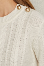 Reiss Cream Libby Wool-Cashmere Cable Knit Jumper - Image 3 of 5