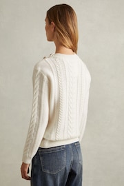 Reiss Cream Libby Wool-Cashmere Cable Knit Jumper - Image 4 of 5