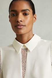 Reiss Cream Renata Lace Insert Blouse - Image 3 of 6