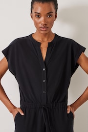 Hush Black Kendall Short Sleeve 100% Cotton Jersey Jumpsuit - Image 3 of 5