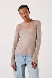 Hush Natural Una Sparkle Long Sleeve Top - Image 1 of 5