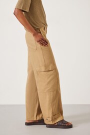 Hush Natural Nova Linen Cargo Trousers - Image 4 of 5