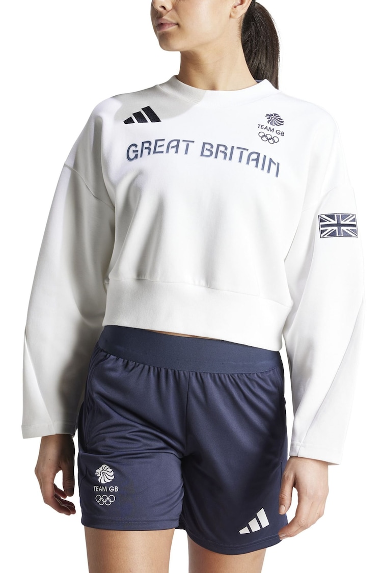 adidas White Womens Team GB Village Sweatshirt - Image 1 of 3