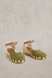 White Stuff Green Suede Closed Espadrille Wedges - Image 2 of 4