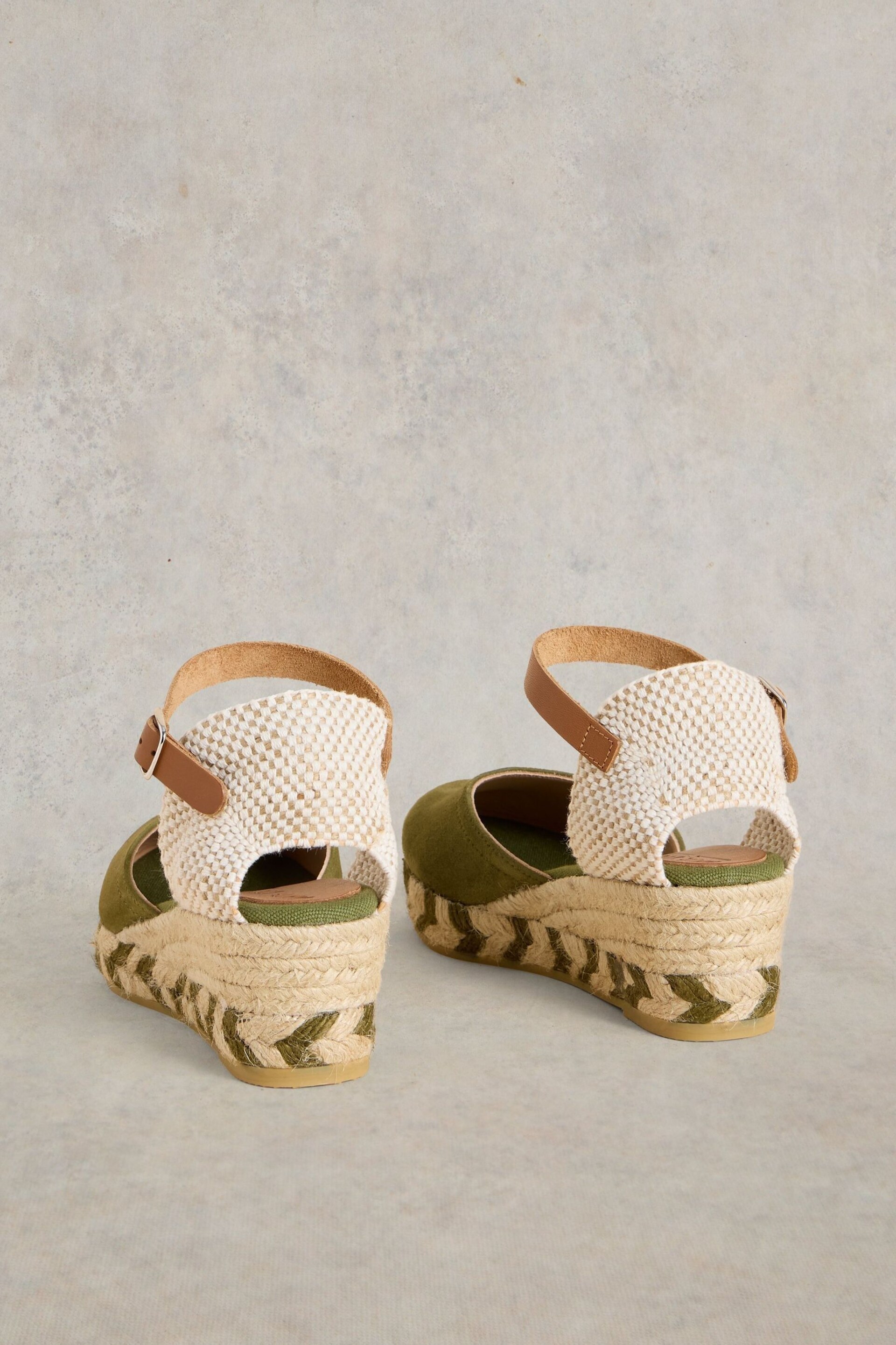 White Stuff Green Suede Closed Espadrille Wedges - Image 3 of 4