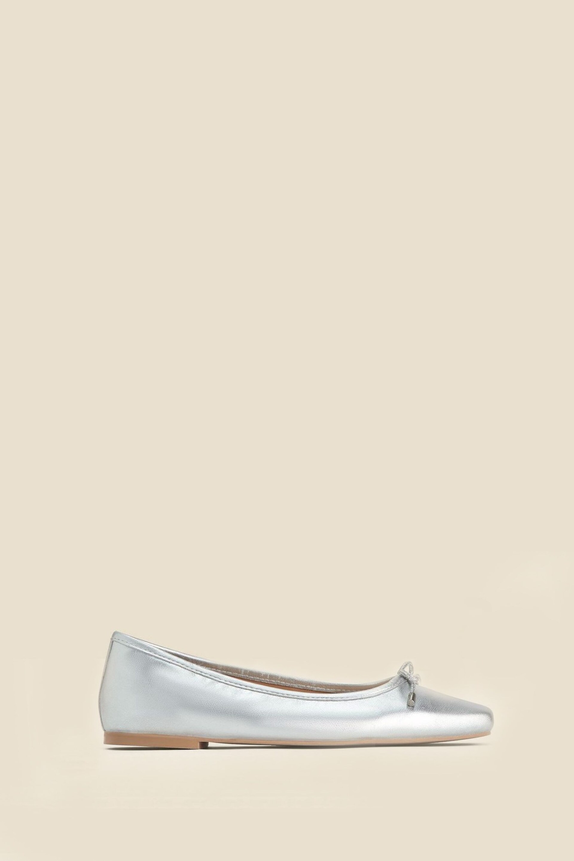 Sosandar Silver Square Toe Ballet Pumps - Image 1 of 5