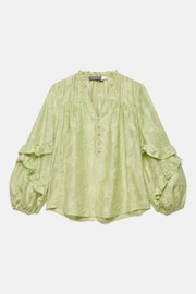 Mint Velvet Green Jacquard Ruffle Blouse - Image 3 of 4