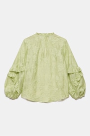 Mint Velvet Green Jacquard Ruffle Blouse - Image 4 of 4