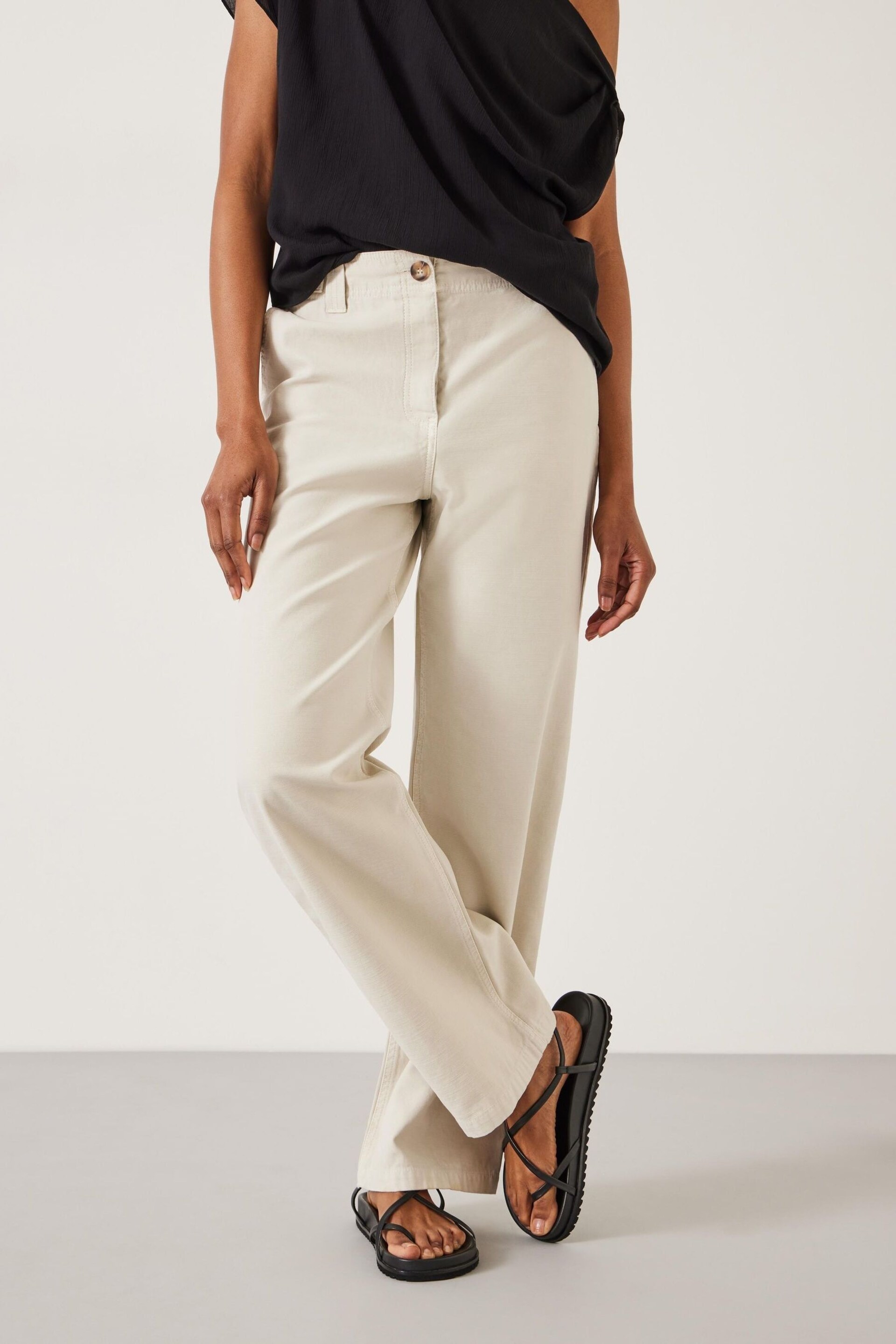 Hush Natural Kia Washed Baker Trousers - Image 4 of 5