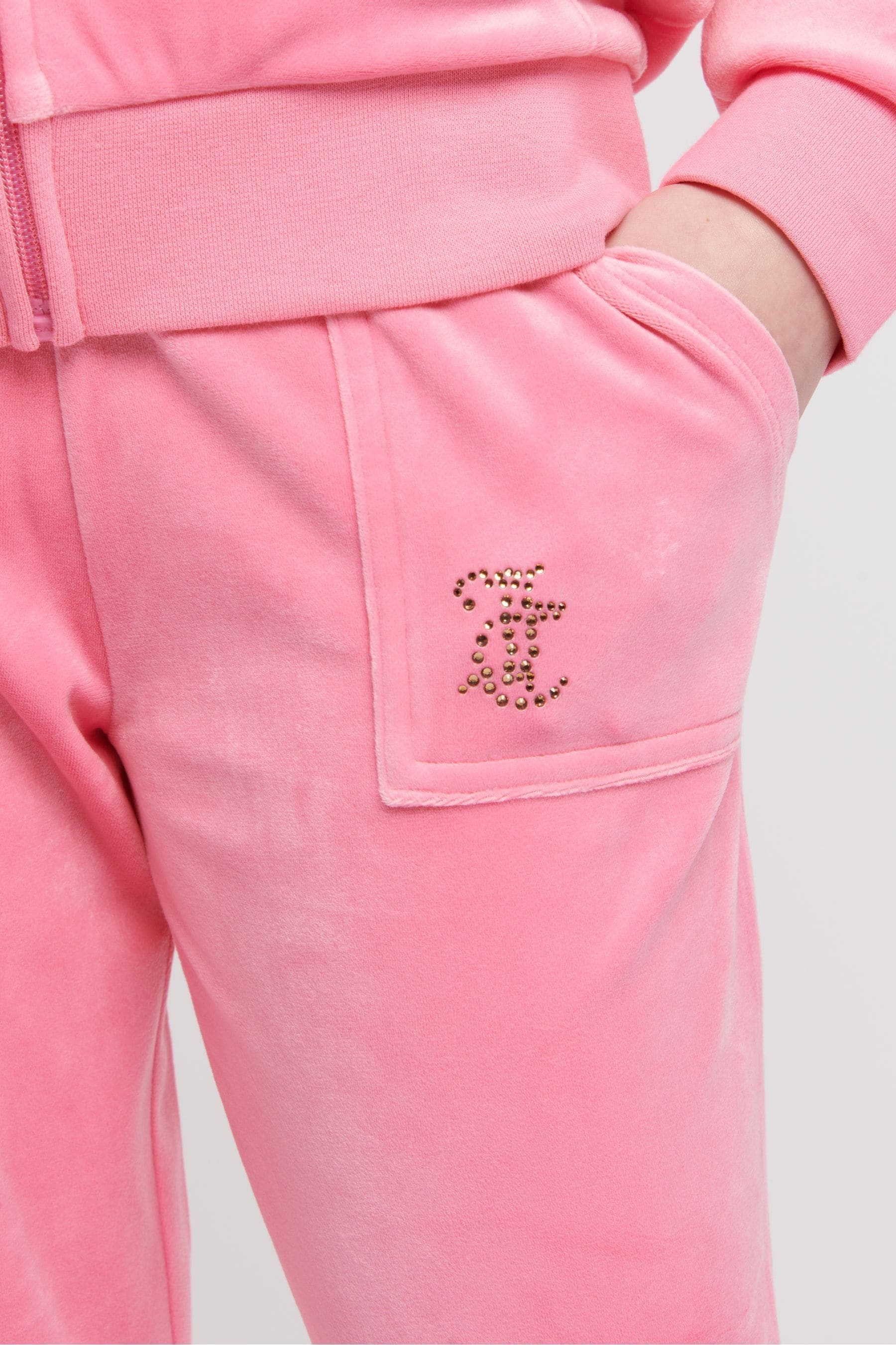 Buy Juicy Couture Pink Girls Diamante Zip Through Wide Leg Joggers Tracksuit Set from Next Saudi Arabia