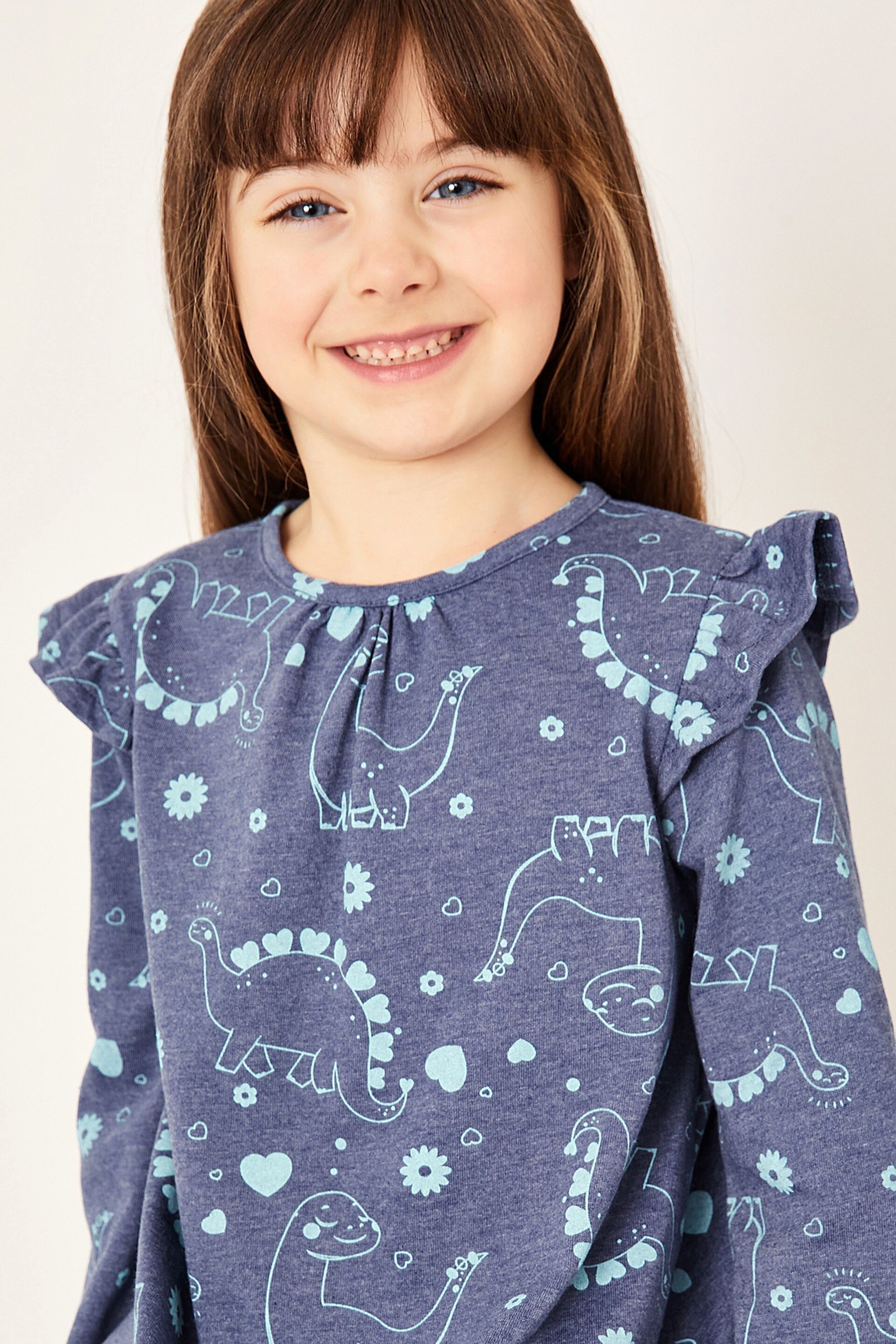 Harry Bear Blue Dinosaur Long Sleeve Dress - Image 2 of 4