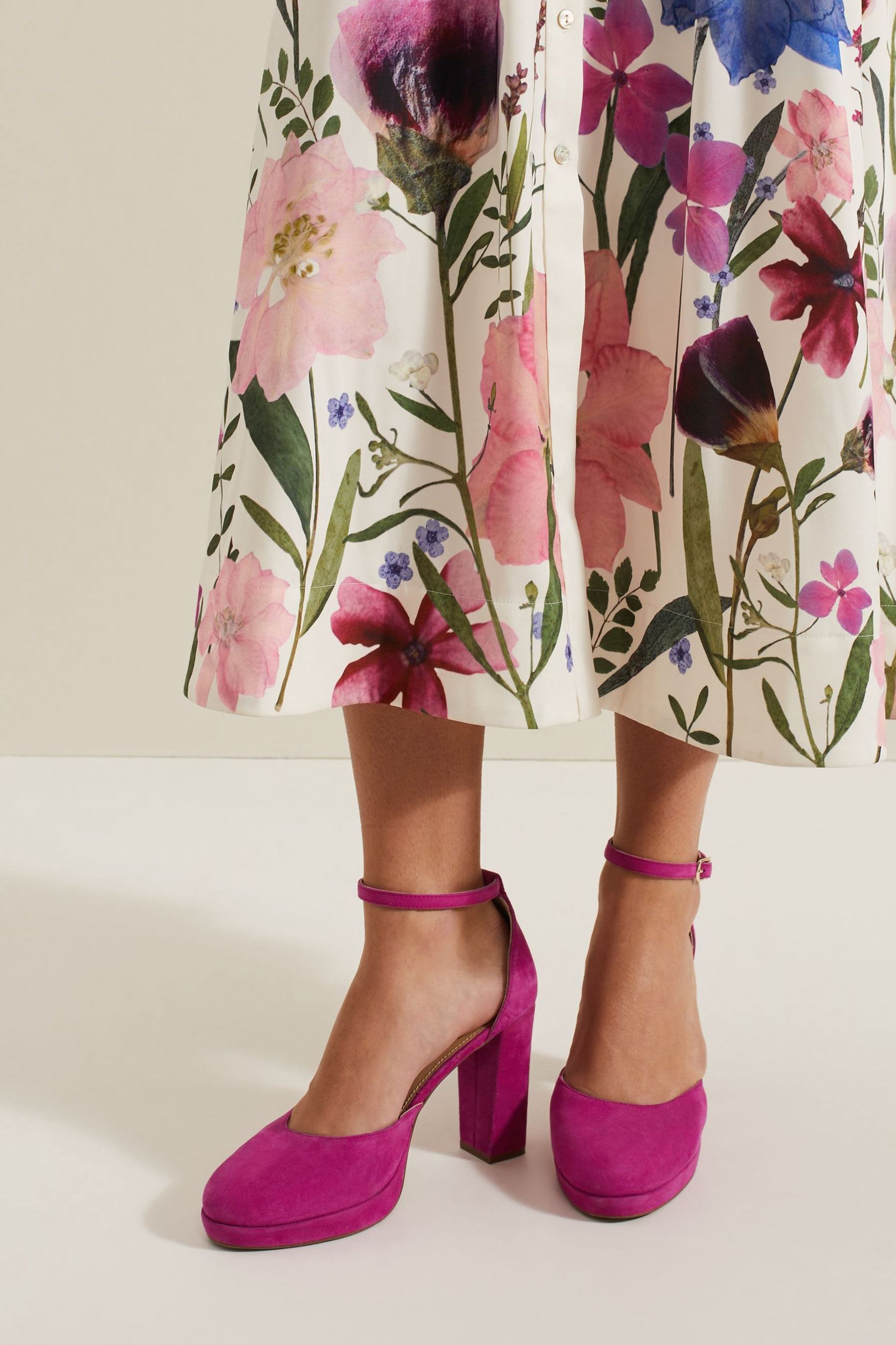 Pink suede platform heels on sale