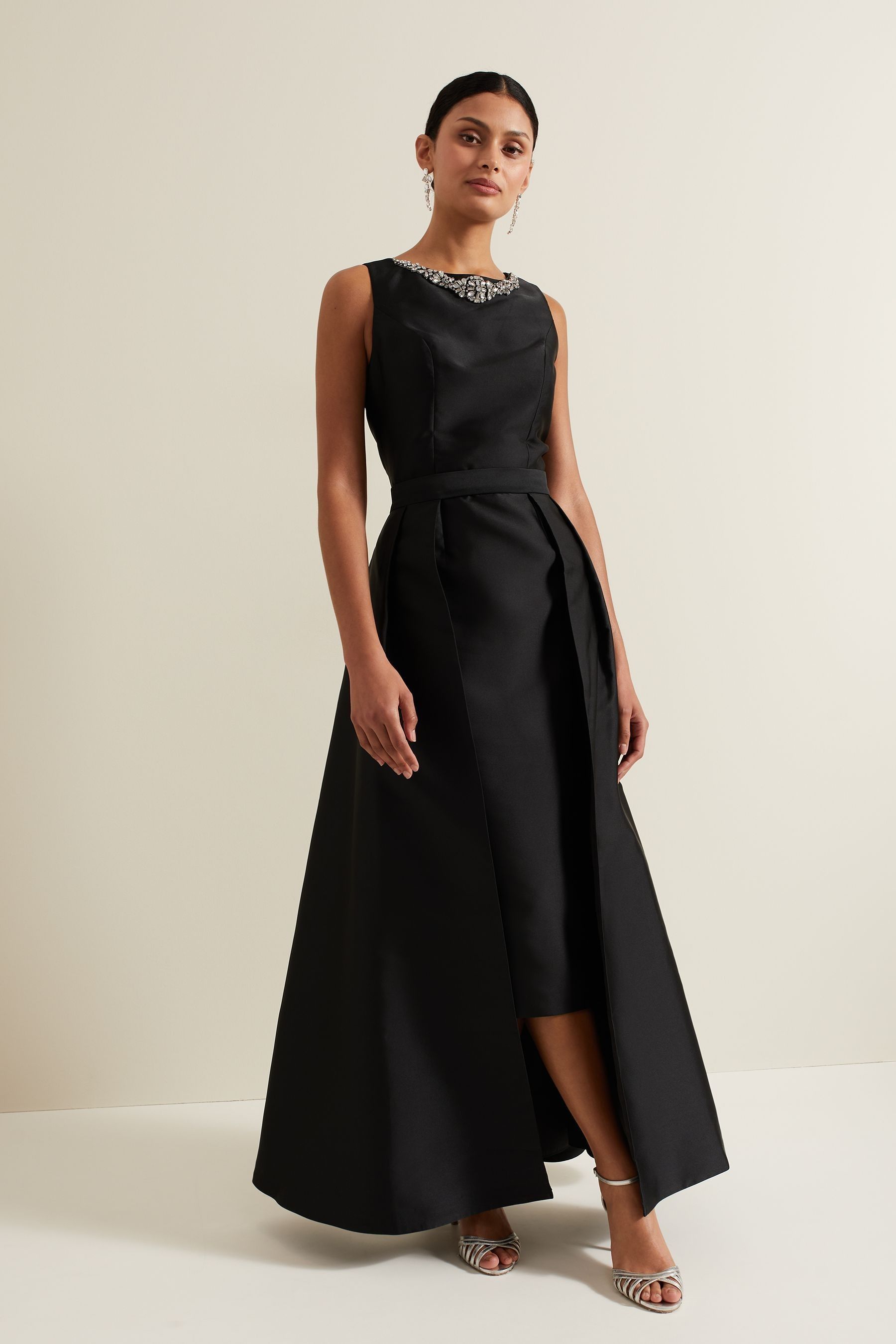 Buy Phase Eight Black Yisanne Black Satin Embelished Dress from the Next UK online shop