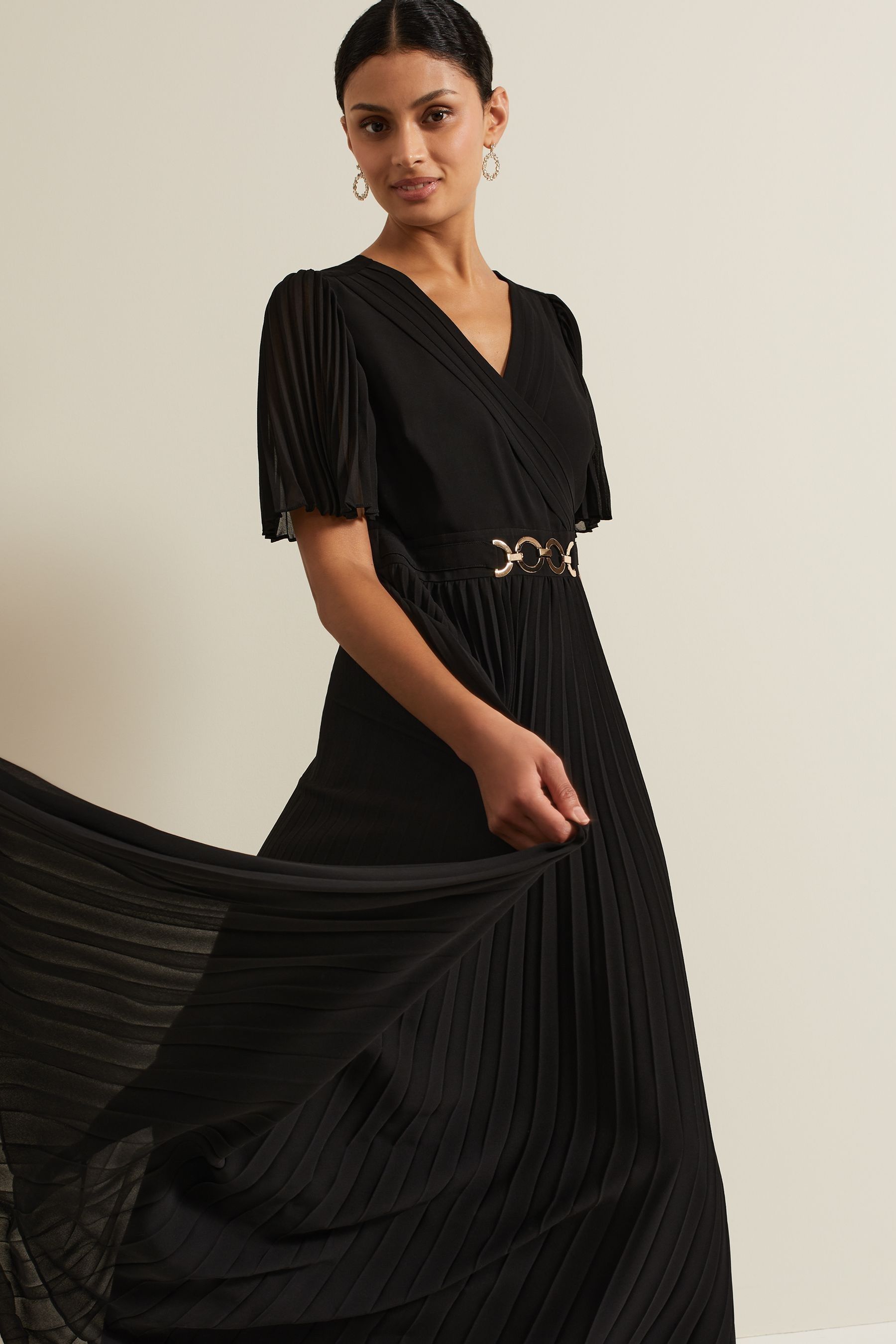 Buy Phase Eight Black Yasmina Pleated Maxi Dress from the Next UK online shop