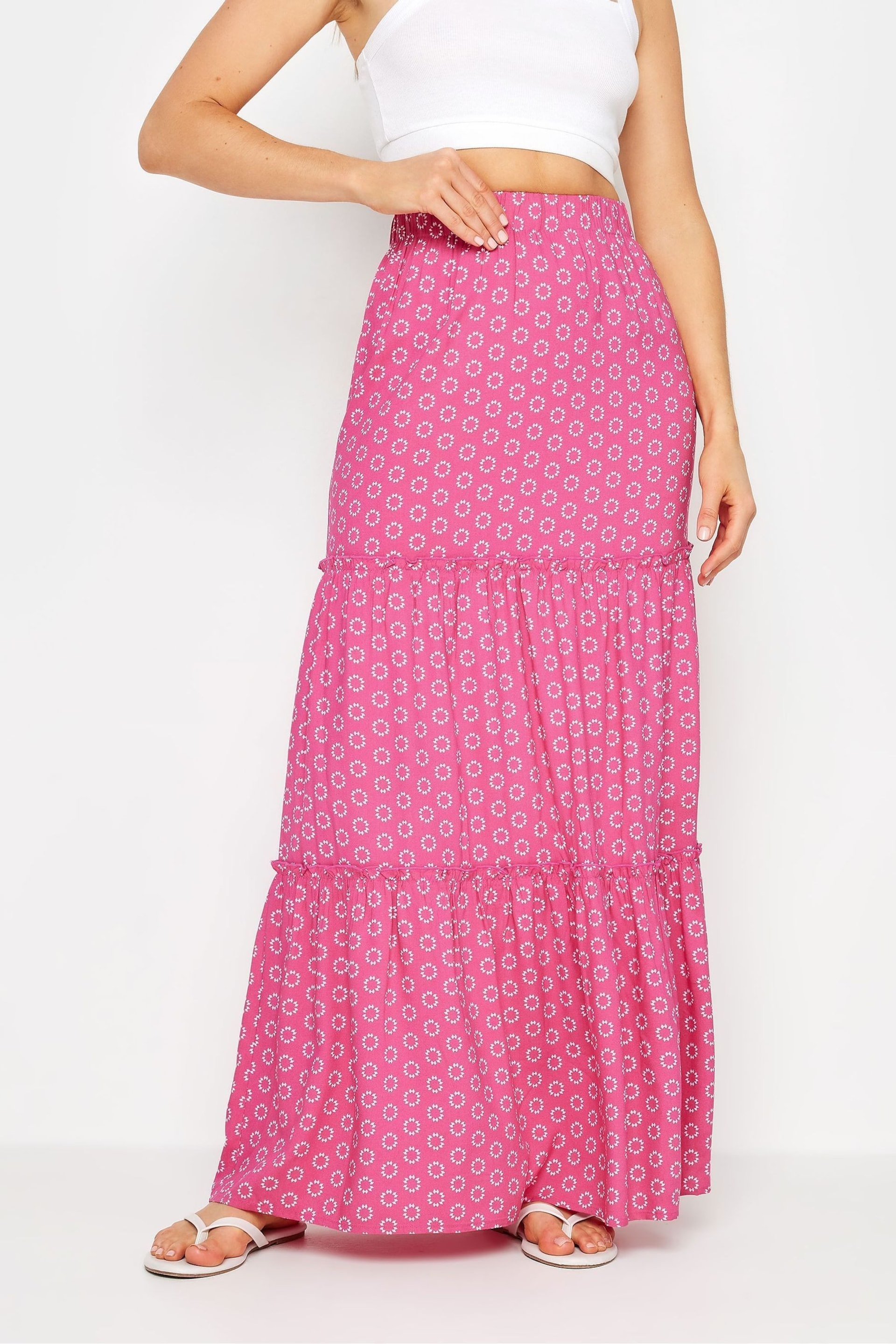 Long Tall Sally Pink Printed Tiered Maxi Skirt - Image 2 of 5