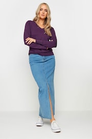 Long Tall Sally Purple V-Neck Long Sleeve Jumper - Image 2 of 5