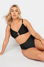 Yours Curve Black Ring Detail Bikini Top - Image 1 of 6