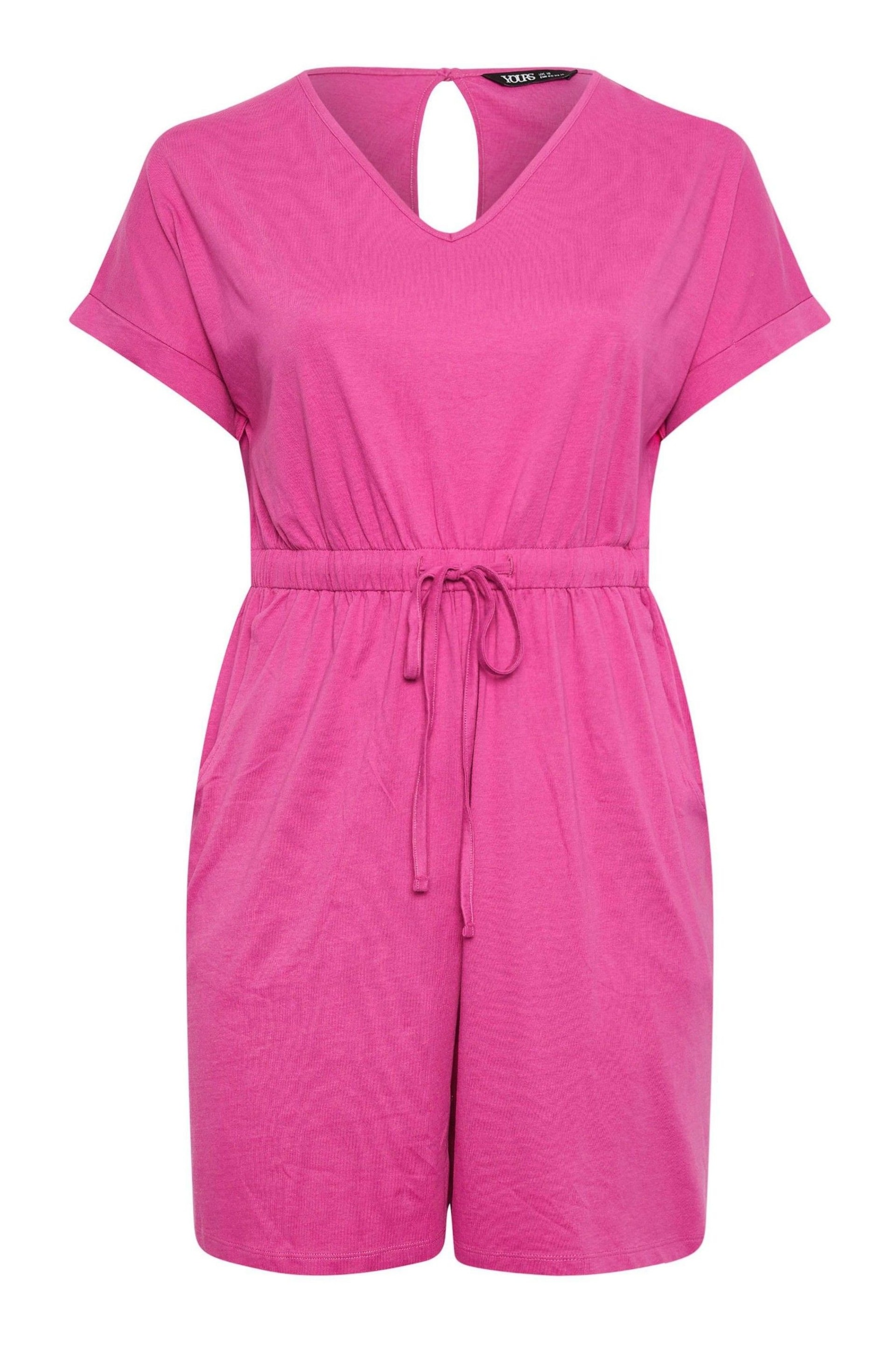 Yours Curve Hot Pink Limited Collection Drawstring Playsuit - Image 5 of 5