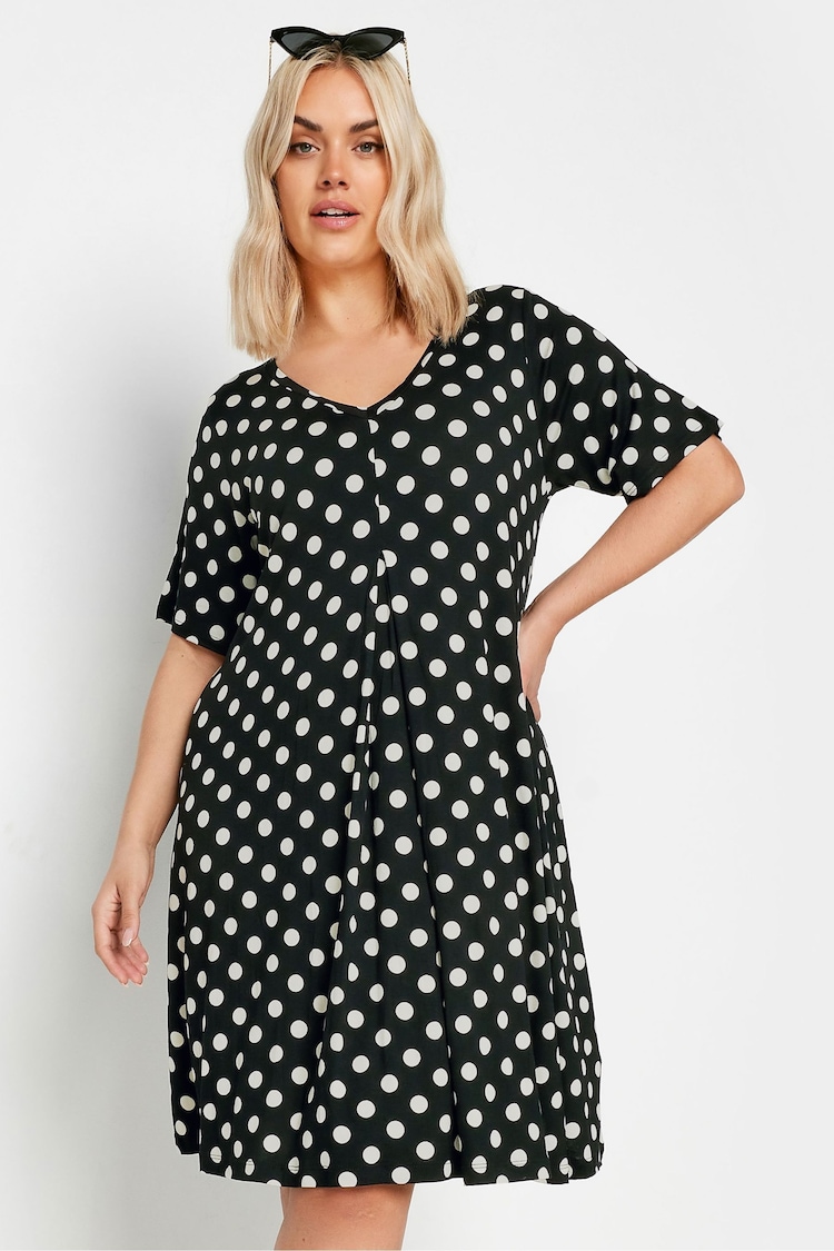 Yours Curve Black Dot Print Mini Dress - Image 1 of 5