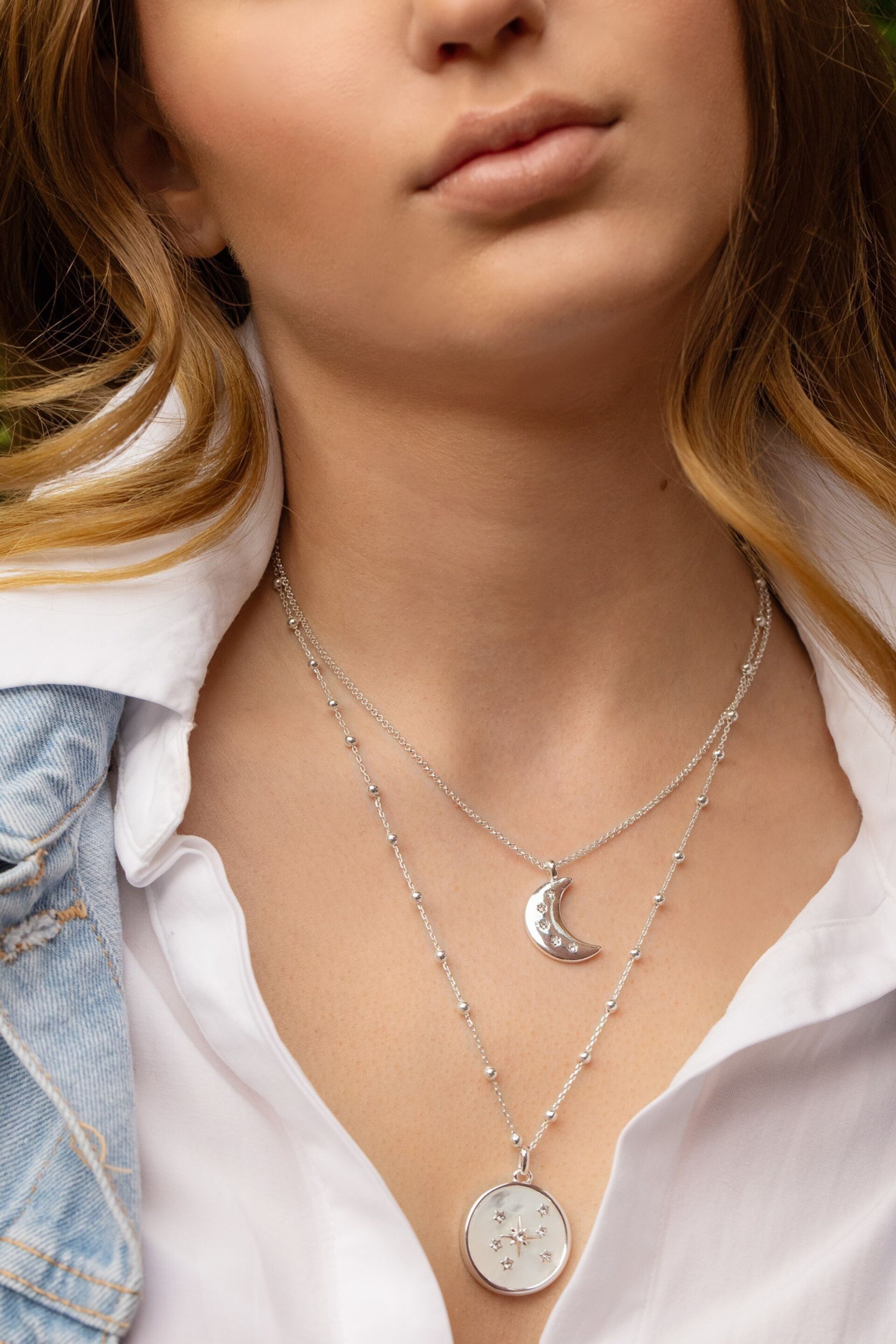 Caramel Jewellery London Silver Tone Constellation White Quartz Layered Necklace - Image 4 of 6