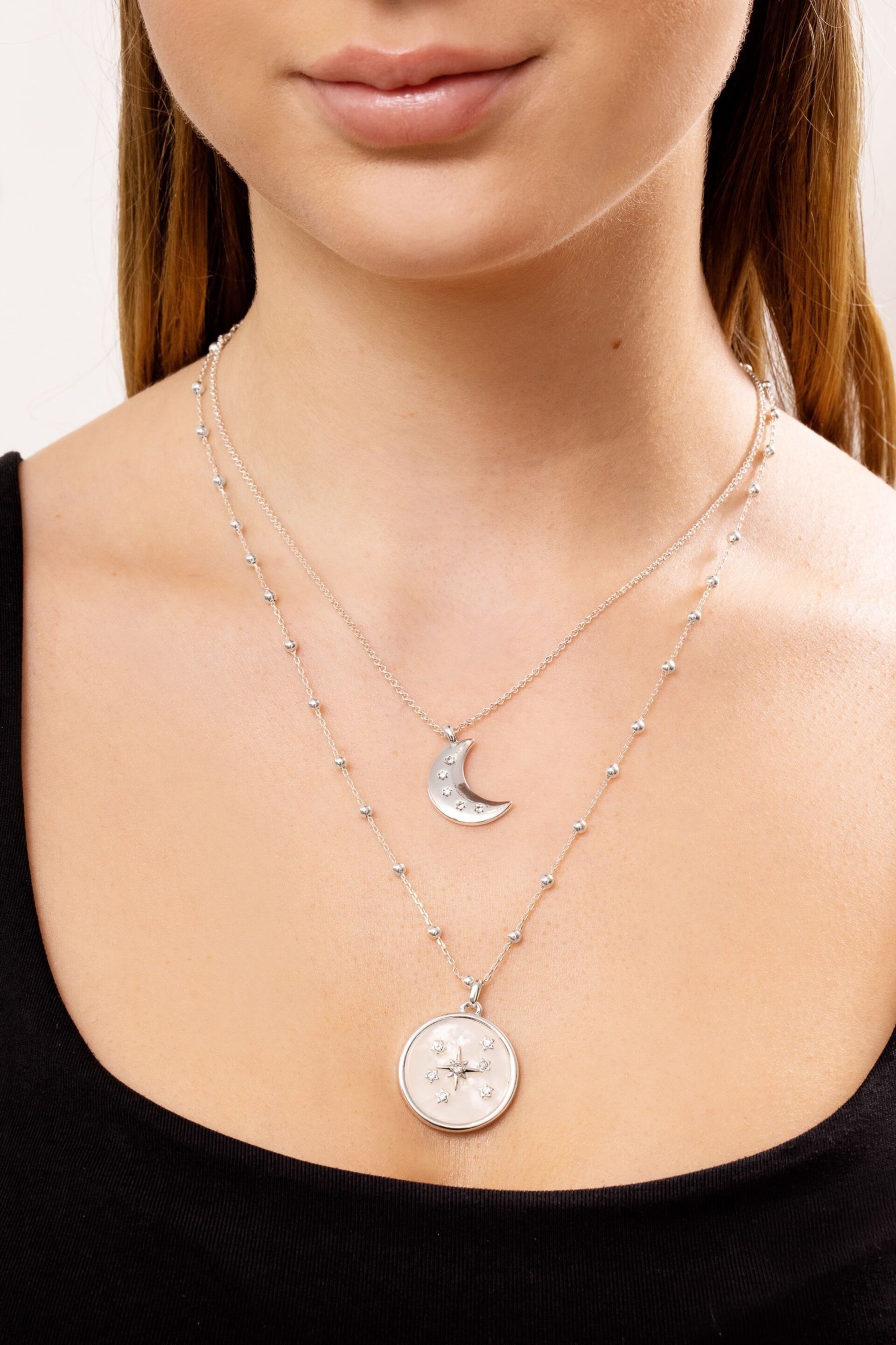 Caramel Jewellery London Silver Tone Constellation White Quartz Layered Necklace - Image 5 of 6