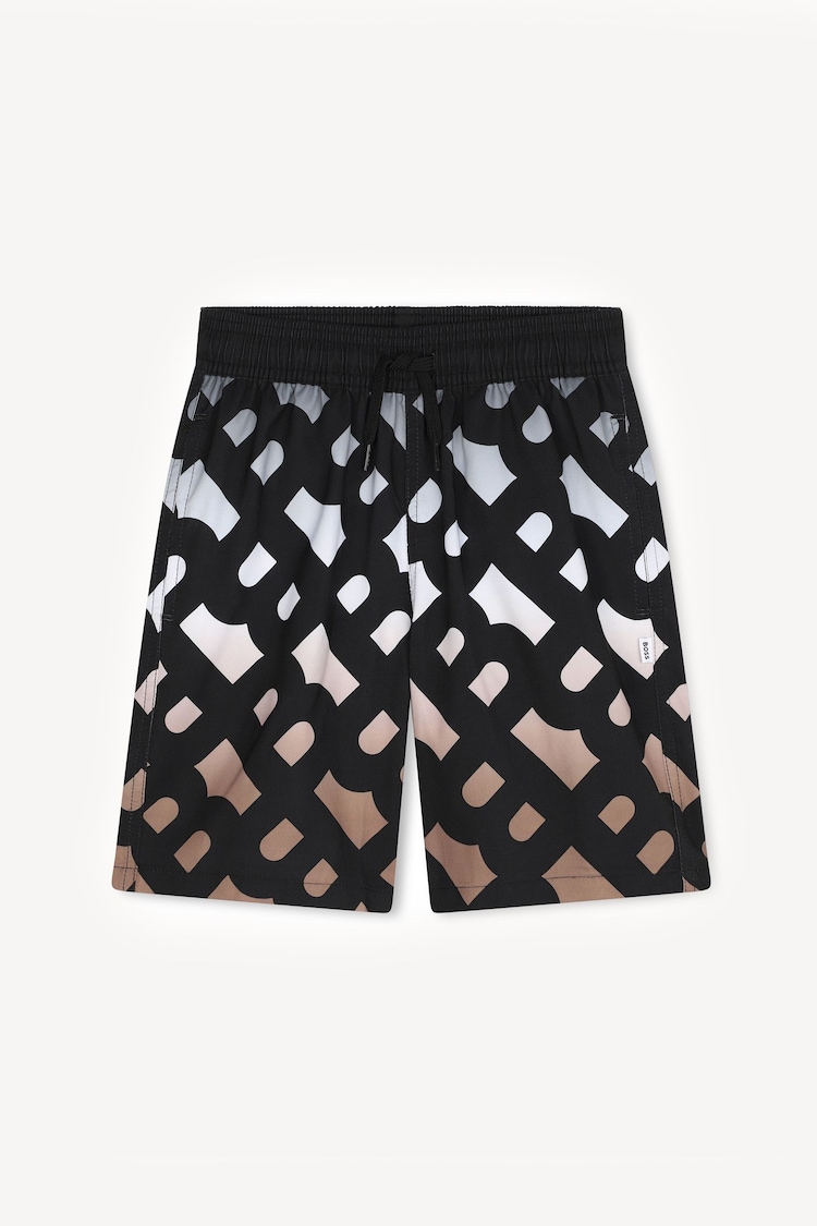 BOSS Black All Over Logo Print Swim Shorts - Image 1 of 3