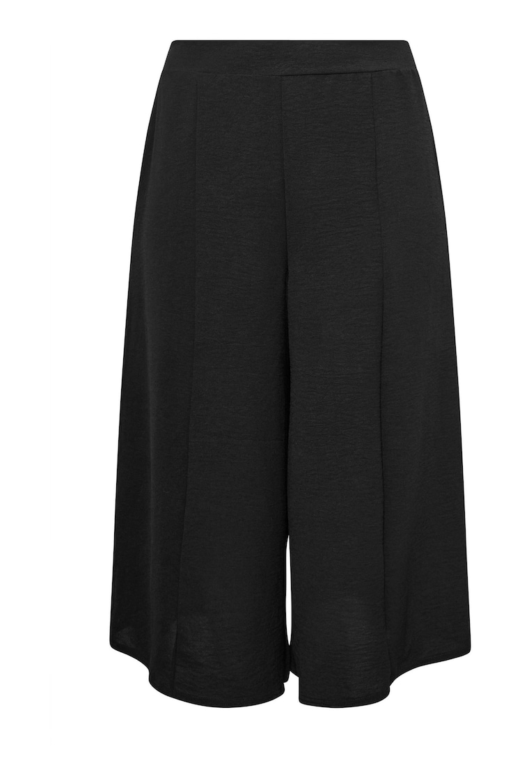 Yours Curve Black Hammered Satin Wide Leg Culottes - Image 6 of 6