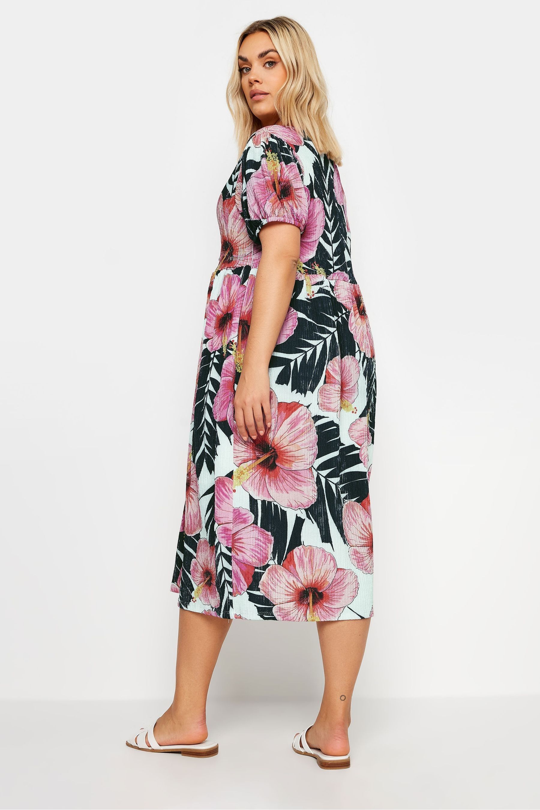 Buy Yours Curve White Leaf Crinkle Smock Dress from the Next UK online shop