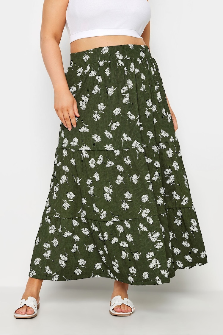 Yours Curve Green Abstract Tie Maxi Skirt - Image 1 of 5