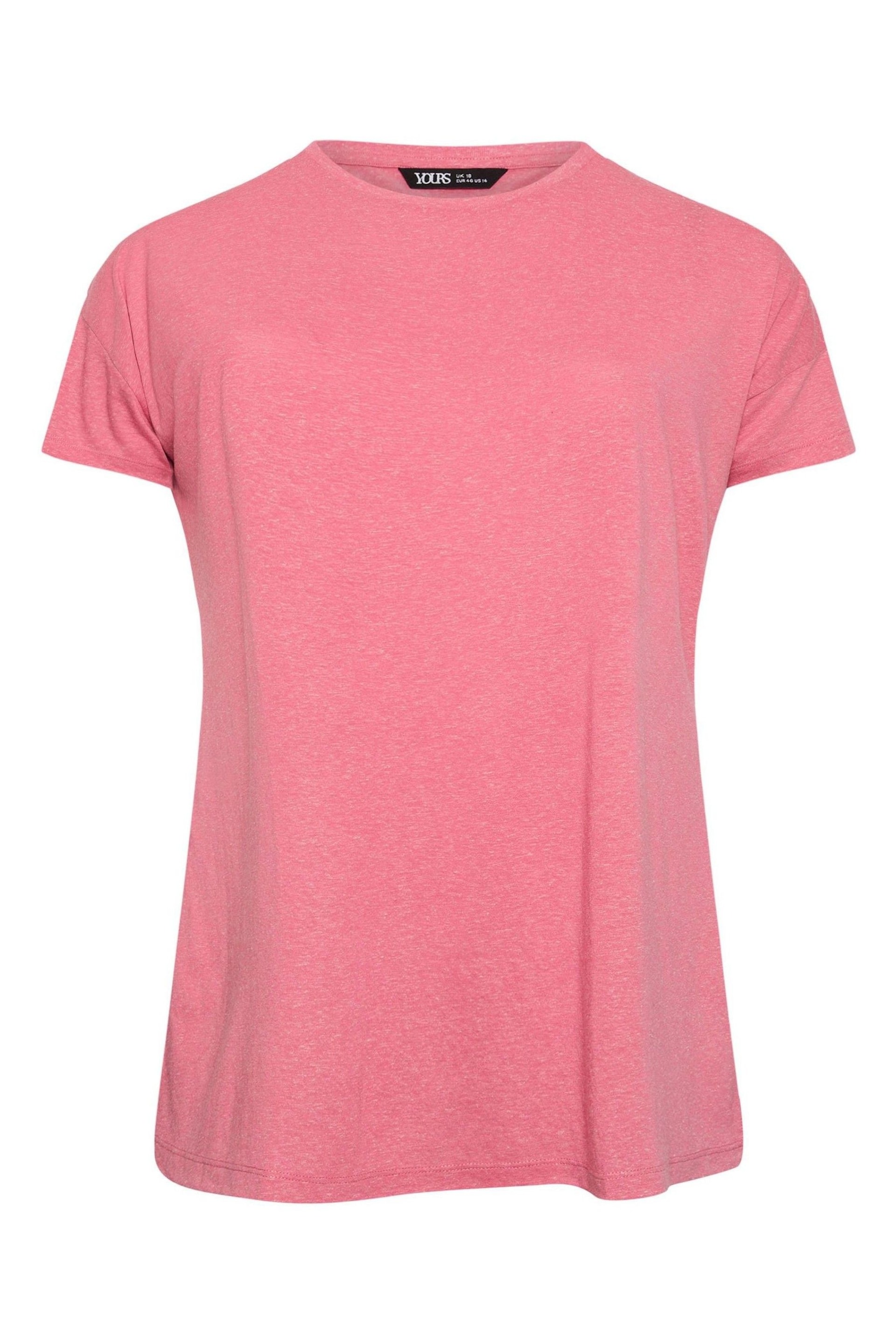 Yours Curve Pink Oversize Side Split Linen Look T-Shirt - Image 5 of 5