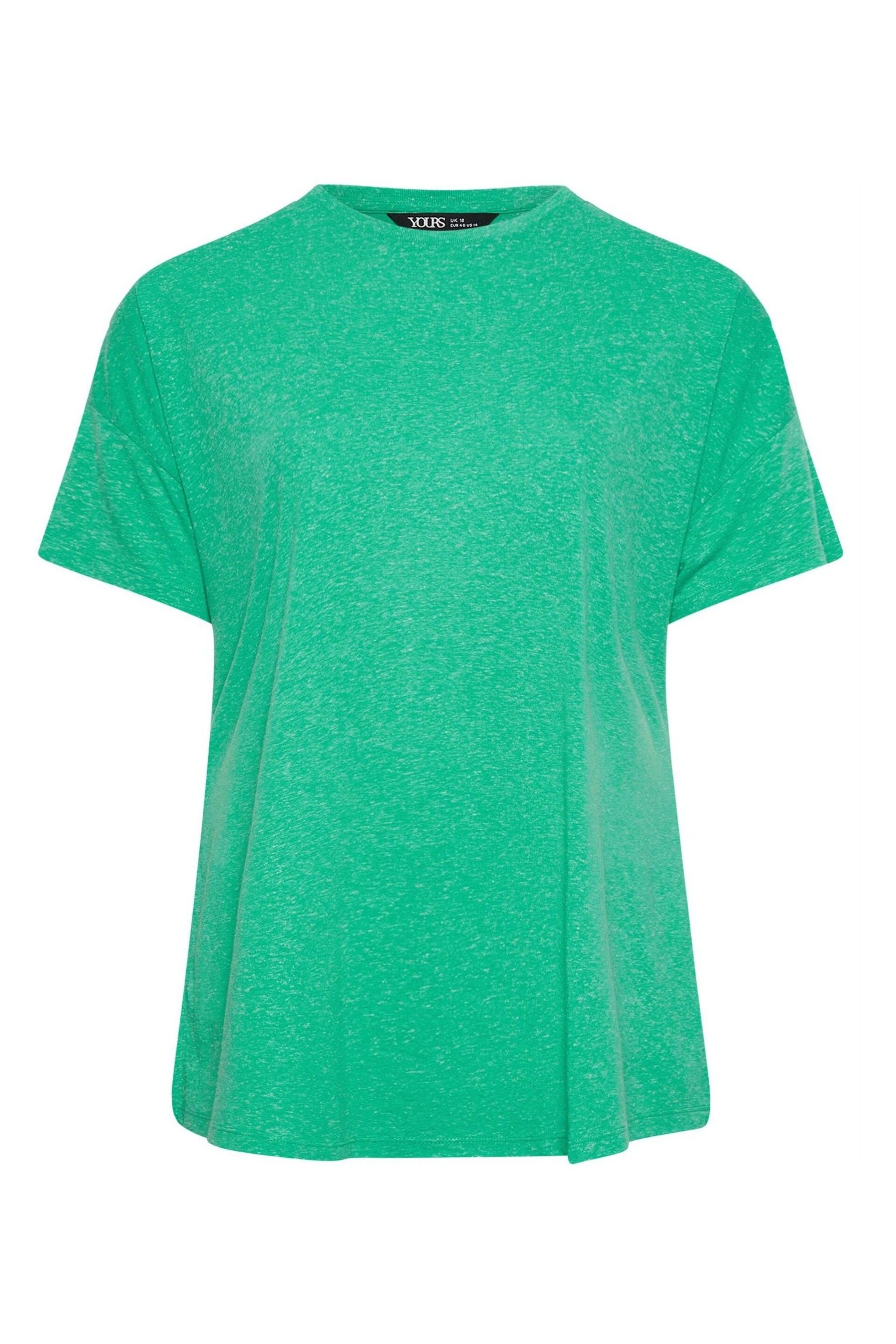 Yours Curve Green Oversize Side Split Linen Look T-Shirt - Image 5 of 5