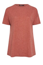 Yours Curve Red Oversize Side Split Linen Look T-Shirt - Image 5 of 5