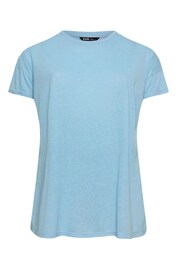 Yours Curve Blue Oversize Side Split Linen Look T-Shirt - Image 5 of 5