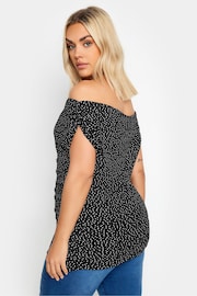 Yours Curve Black Polka Dot Bardot Top - Image 3 of 5