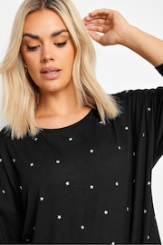 Yours Curve Black Star Embellished Swing Top - Image 4 of 5