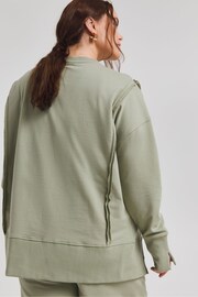 Simply Be Green Exposed Seam Dip Back Sweatshirt - Image 2 of 4