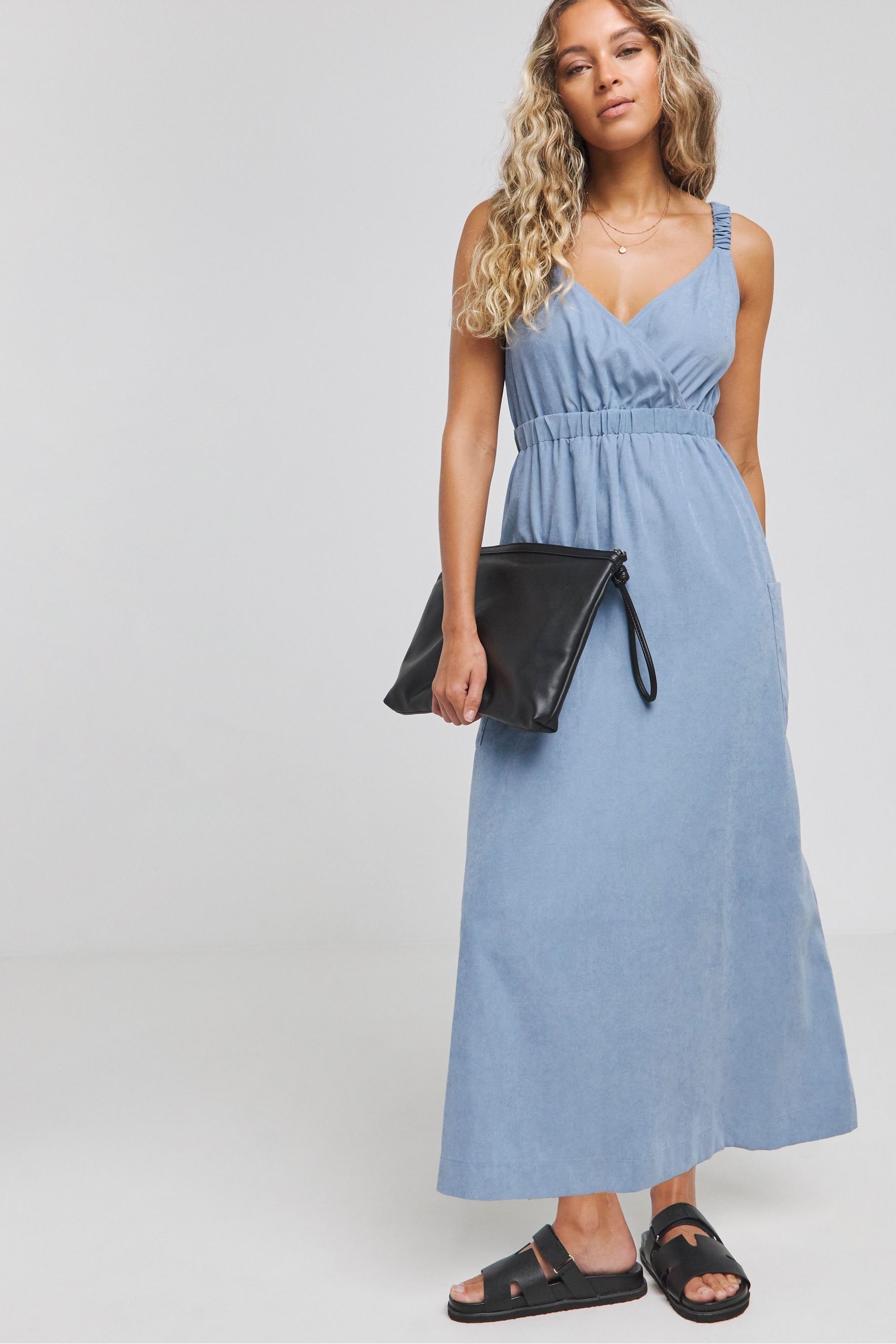 Buy Simply Be Blue Microfibre Midi Dress from Next Luxembourg