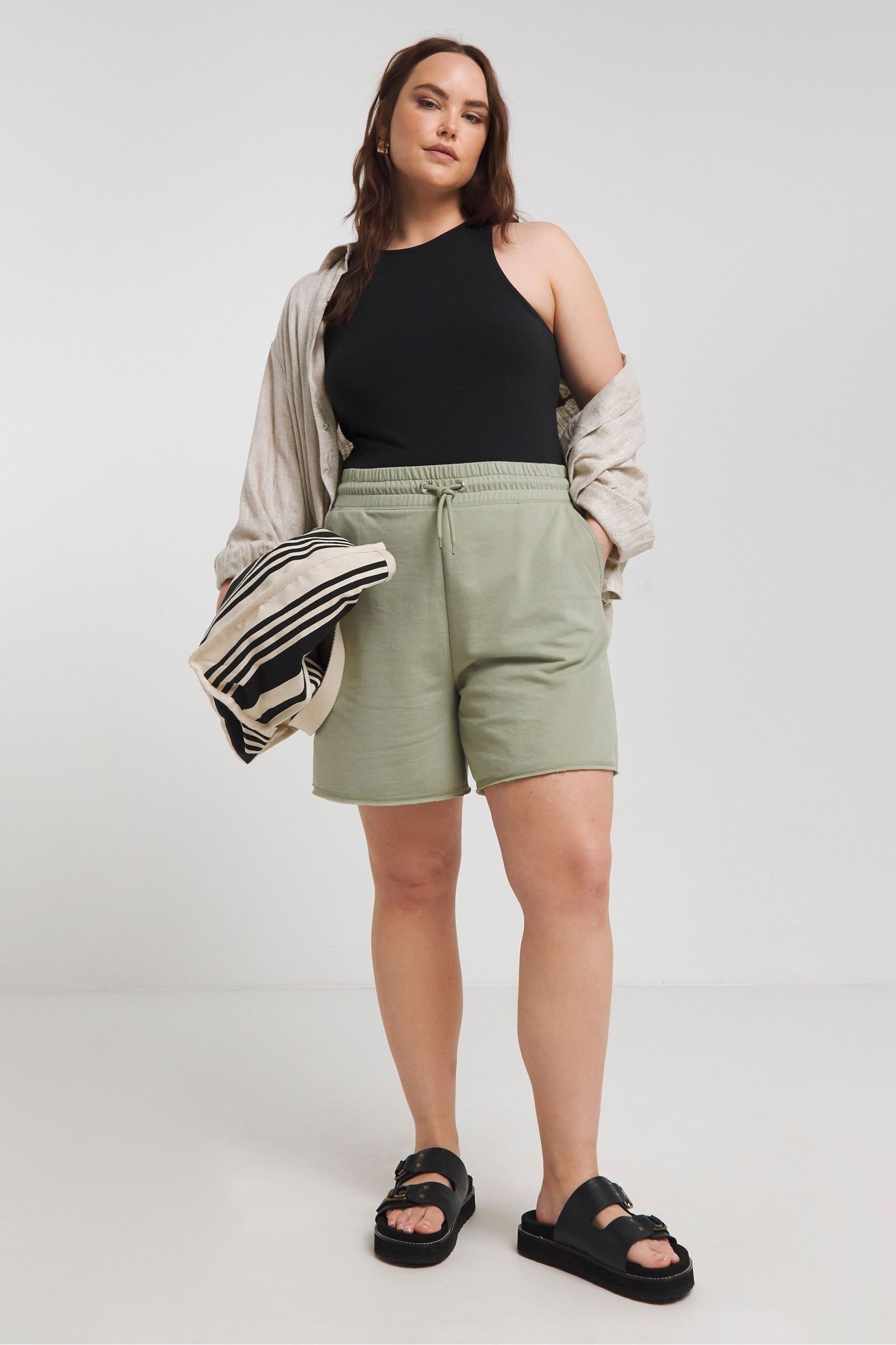 Simply Be Green Distressed Shorts - Image 1 of 4