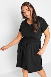 Yours Curve Black T-Shirt Drawcord Dress - Image 3 of 5