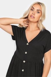 Yours Curve Black Limited Button Front Smock Dress - Image 4 of 5