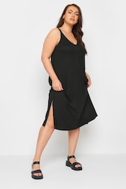 Yours Curve Black Throw On Beach Shirred Strap Dress - Image 2 of 5