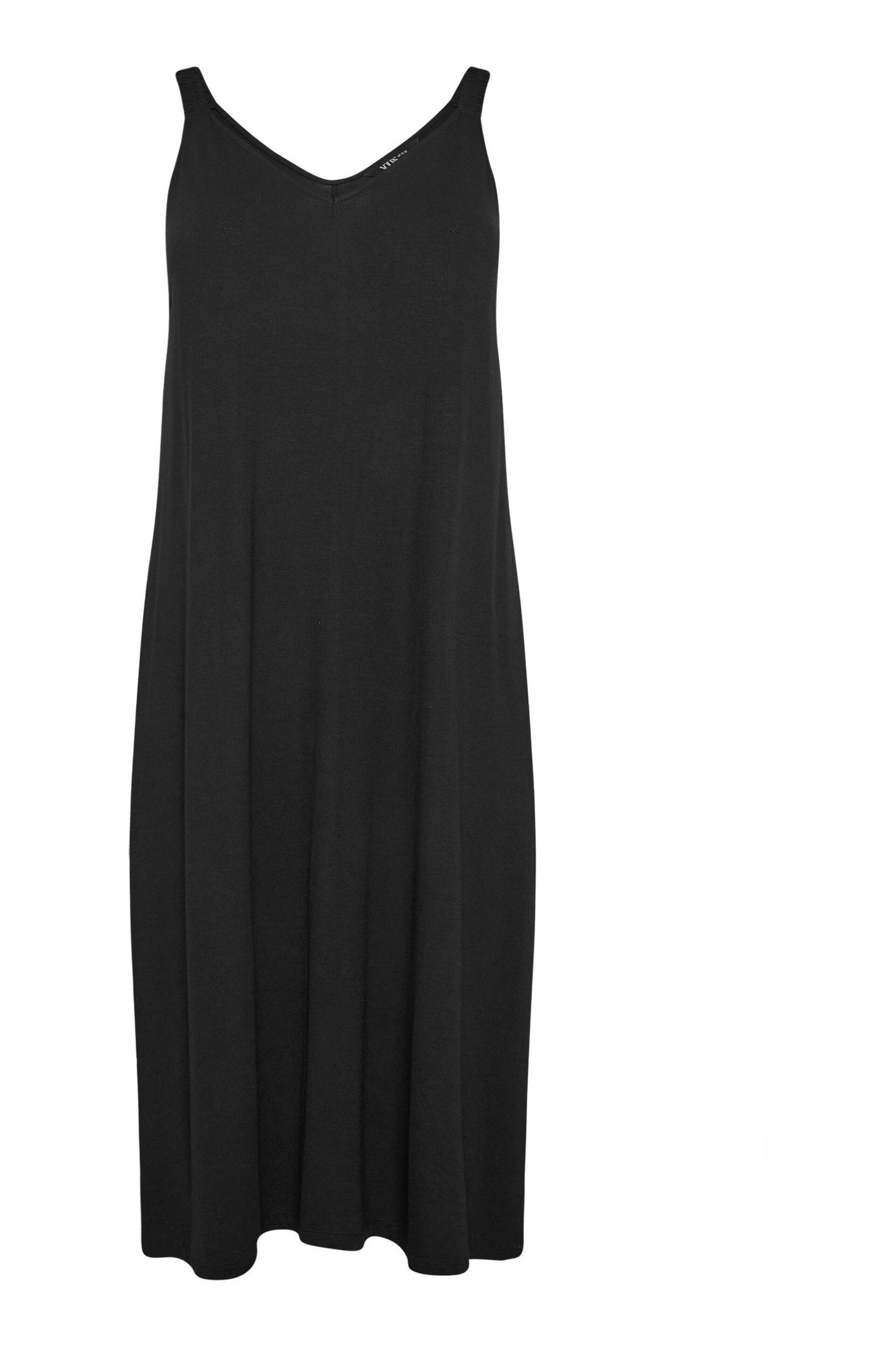 Yours Curve Black Throw On Beach Shirred Strap Dress - Image 5 of 5