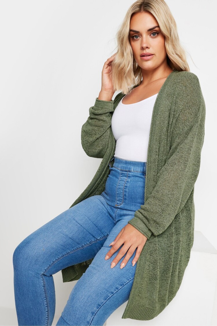 Yours Curve Green Knitted Cardigan - Image 4 of 5