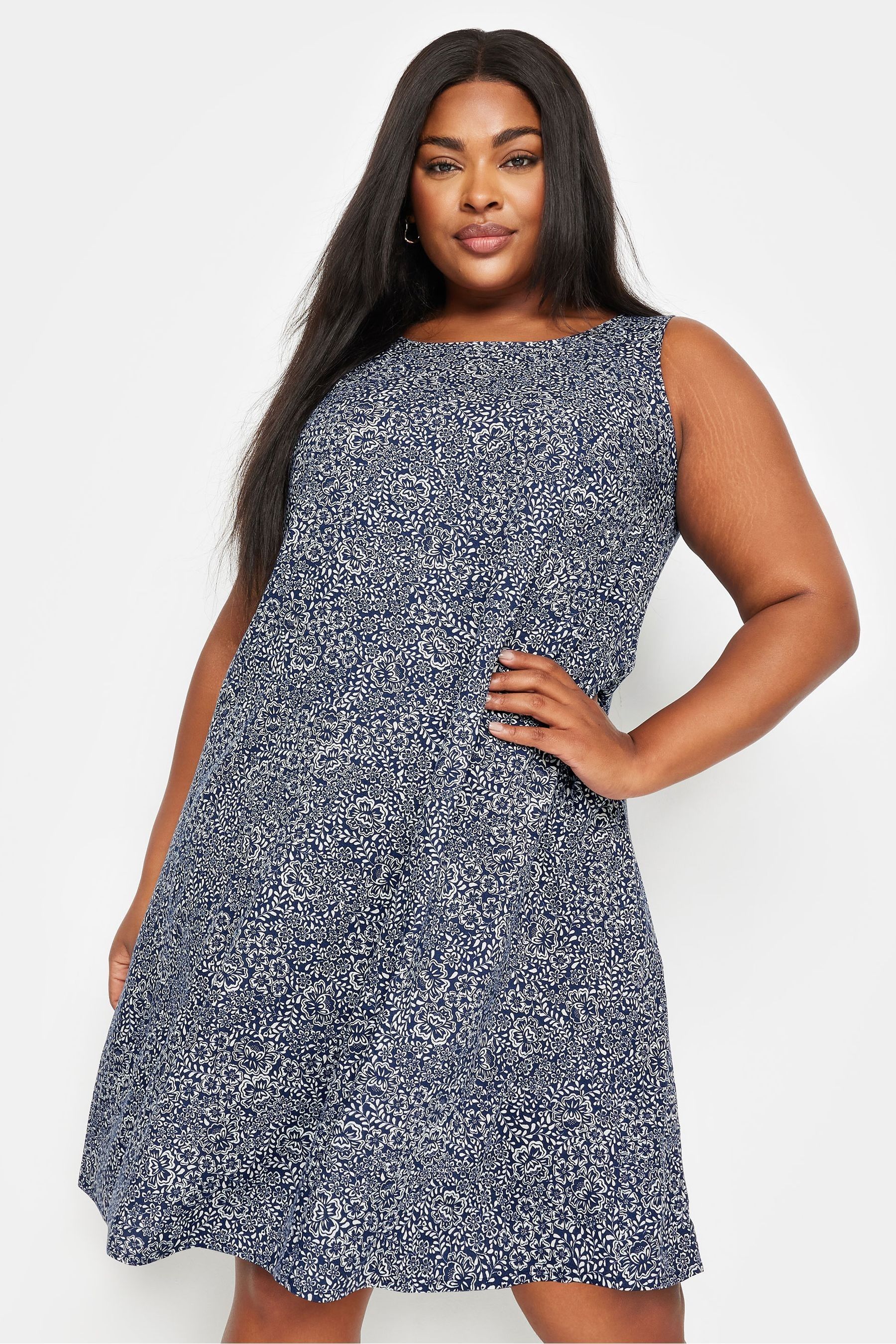Buy Yours Curve Blue Sleeveless Swing Dress from Next Slovakia