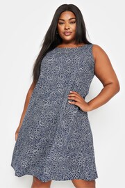 Yours Curve Blue Sleeveless Swing Dress - Image 1 of 5