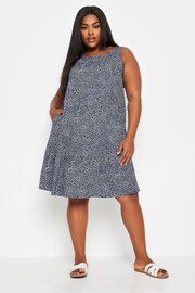 Yours Curve Blue Sleeveless Swing Dress - Image 4 of 5