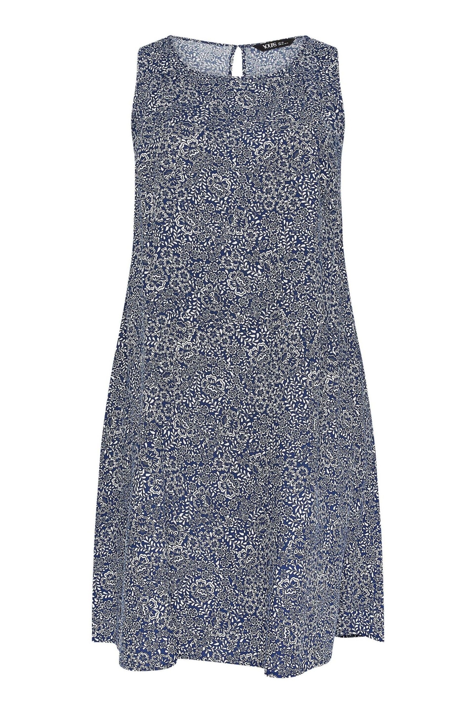 Yours Curve Blue Sleeveless Swing Dress - Image 5 of 5