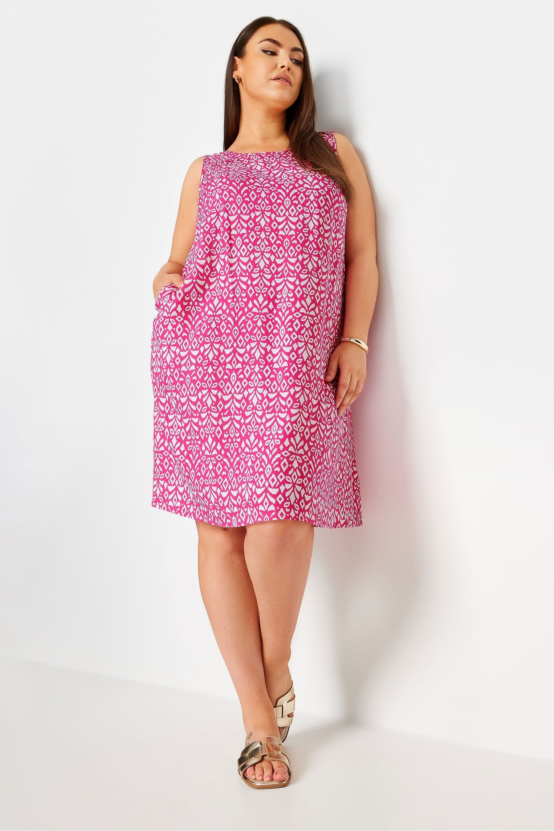 Buy Yours Curve Pink Sleeveless Swing Dress from Next Luxembourg